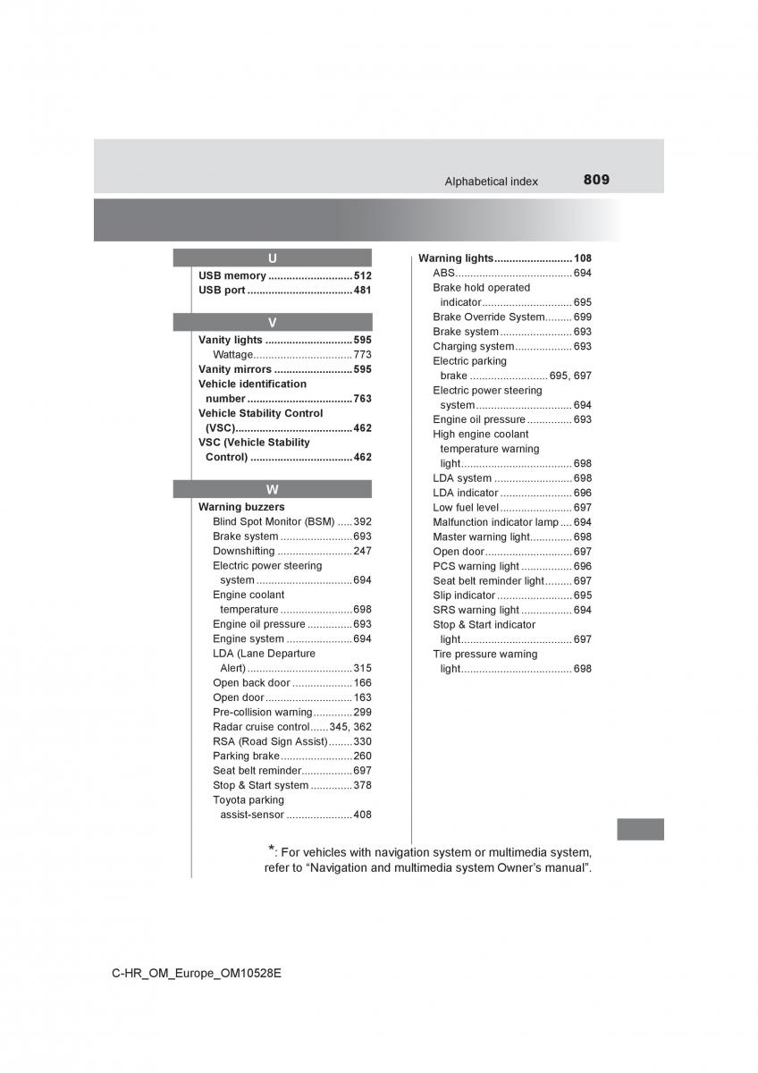 Toyota C HR owners manual / page 809