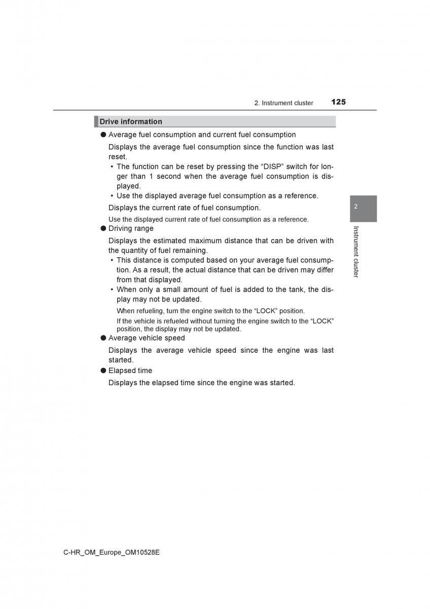 Toyota C HR owners manual / page 125