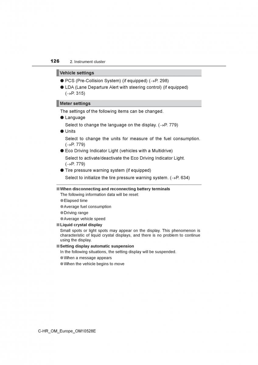 Toyota C HR owners manual / page 126