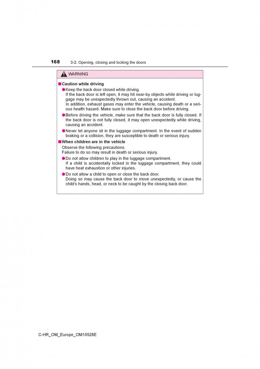 Toyota C HR owners manual / page 168