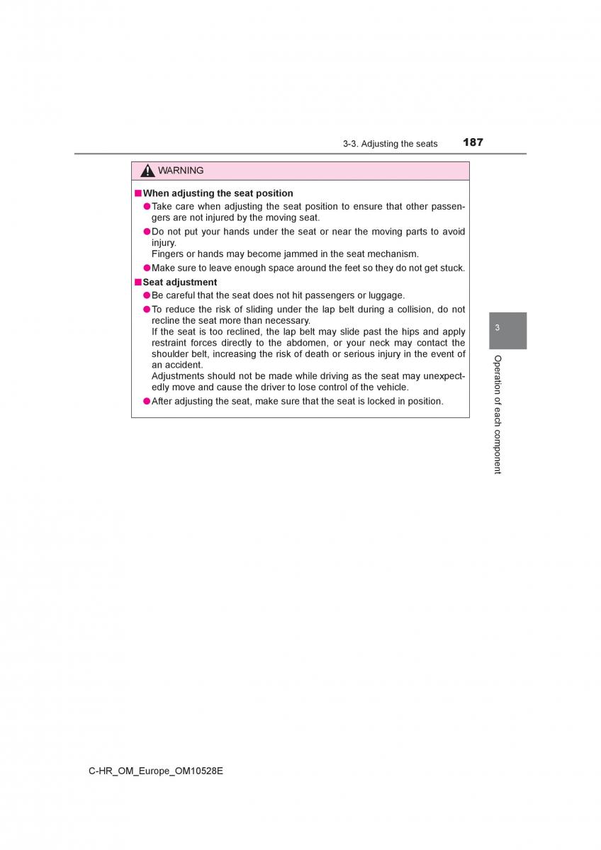 Toyota C HR owners manual / page 187