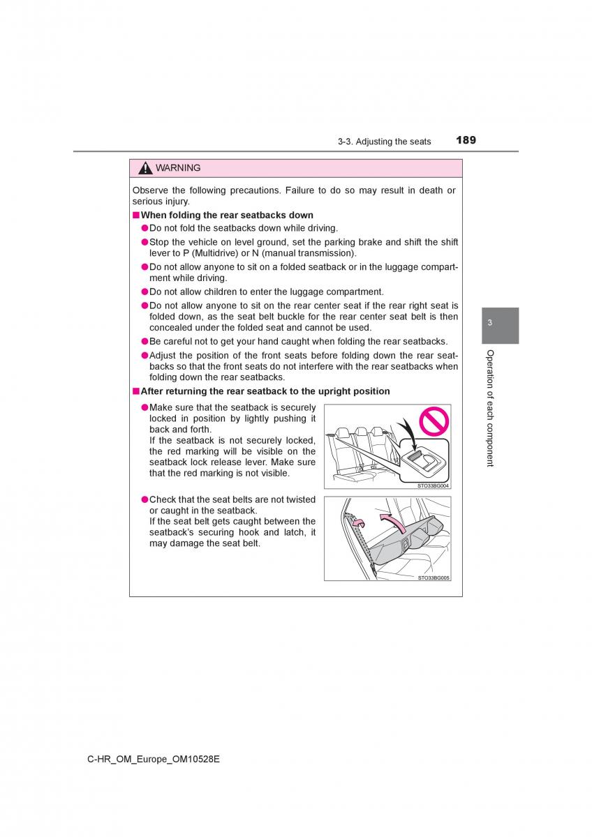 Toyota C HR owners manual / page 189