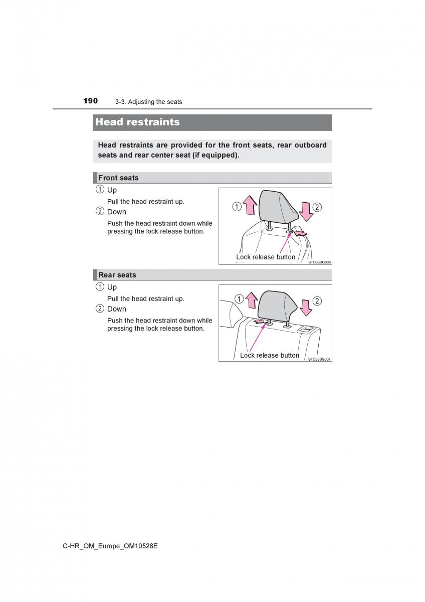 Toyota C HR owners manual / page 190