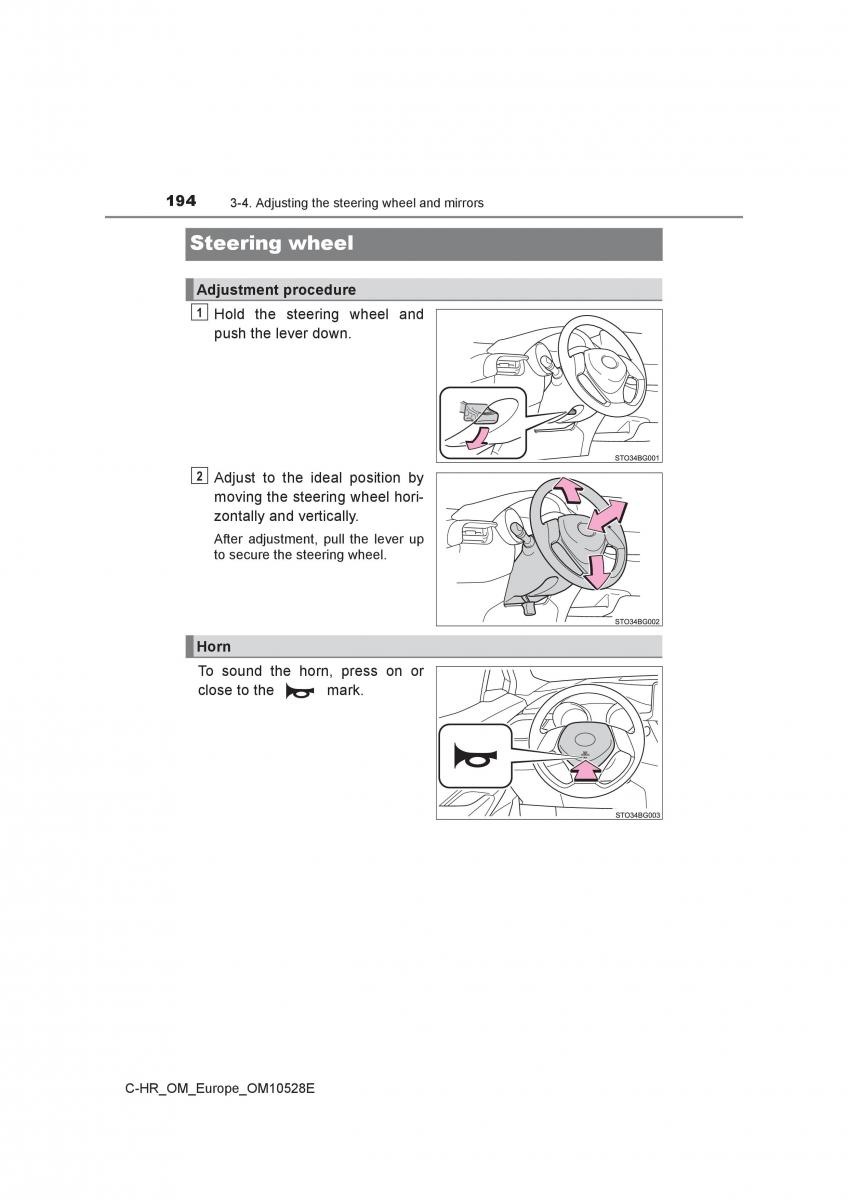 Toyota C HR owners manual / page 194