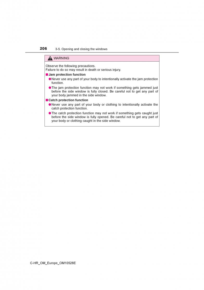 Toyota C HR owners manual / page 206