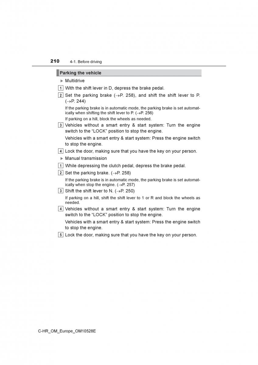 Toyota C HR owners manual / page 210