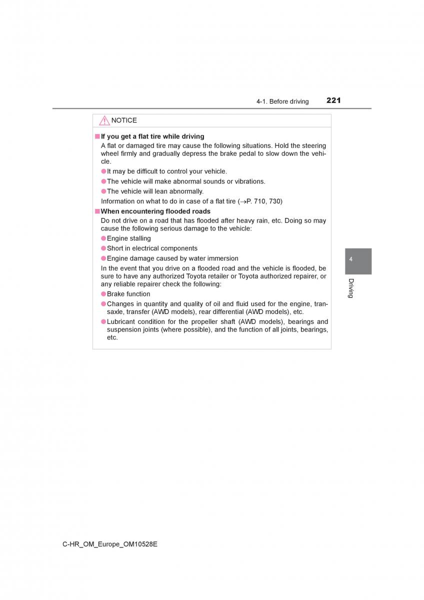 Toyota C HR owners manual / page 221