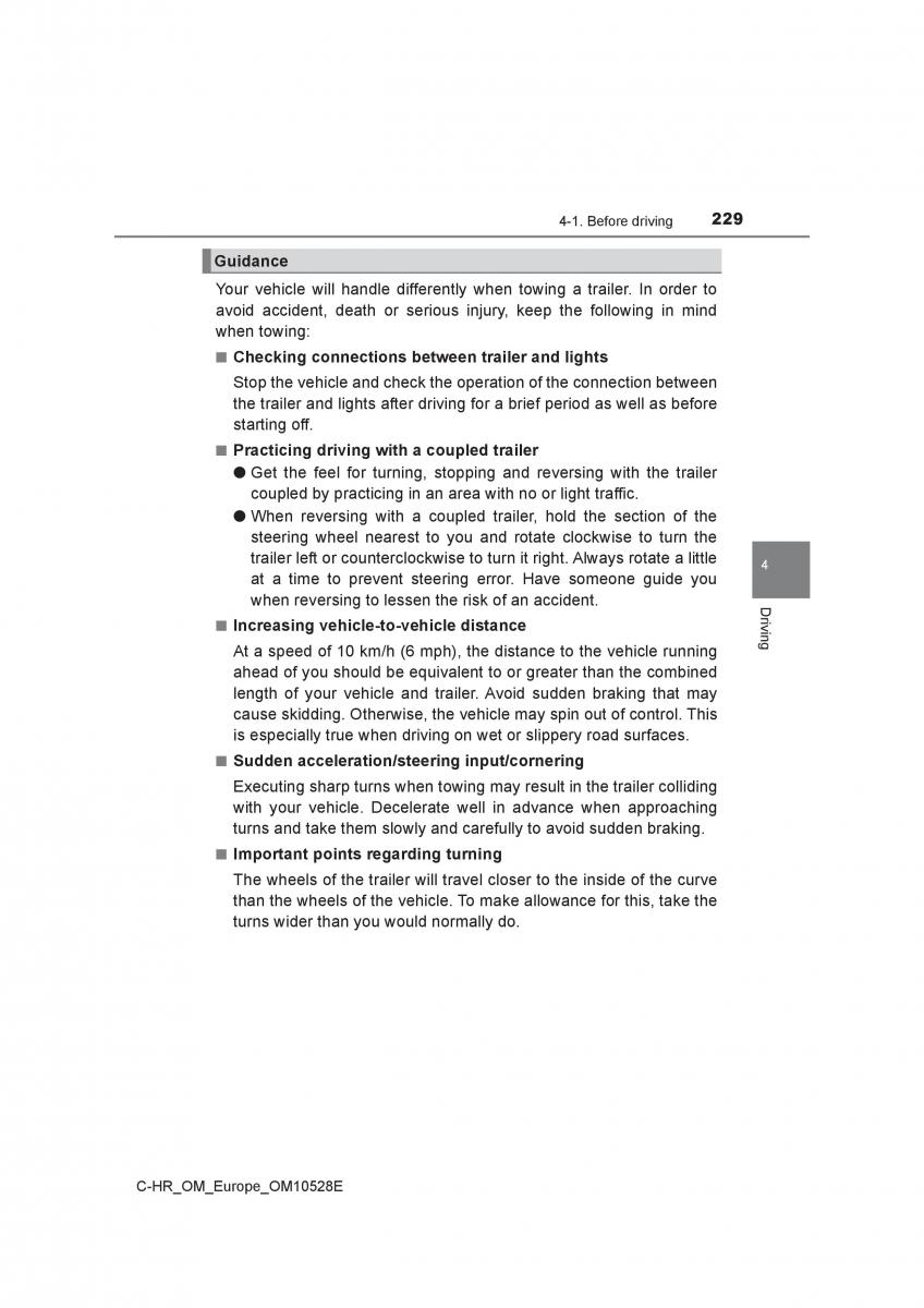 Toyota C HR owners manual / page 229