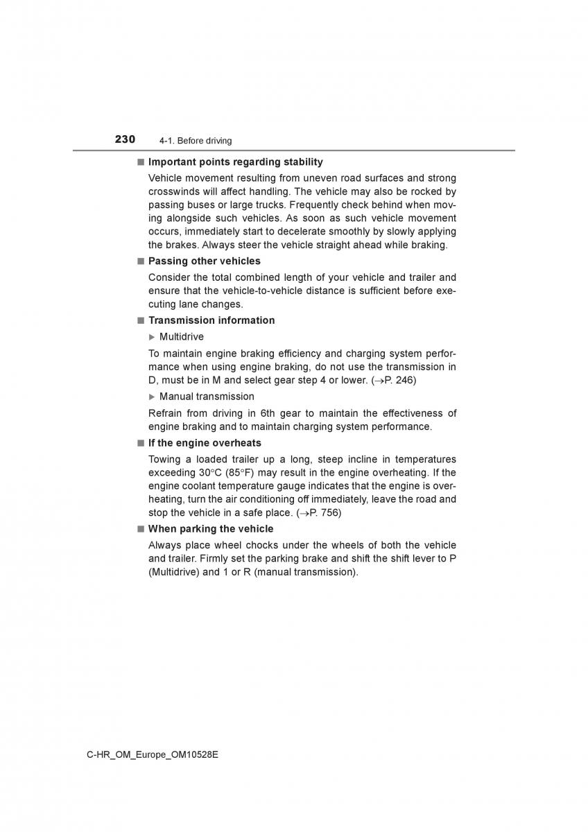 Toyota C HR owners manual / page 230