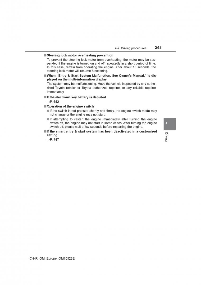 Toyota C HR owners manual / page 241