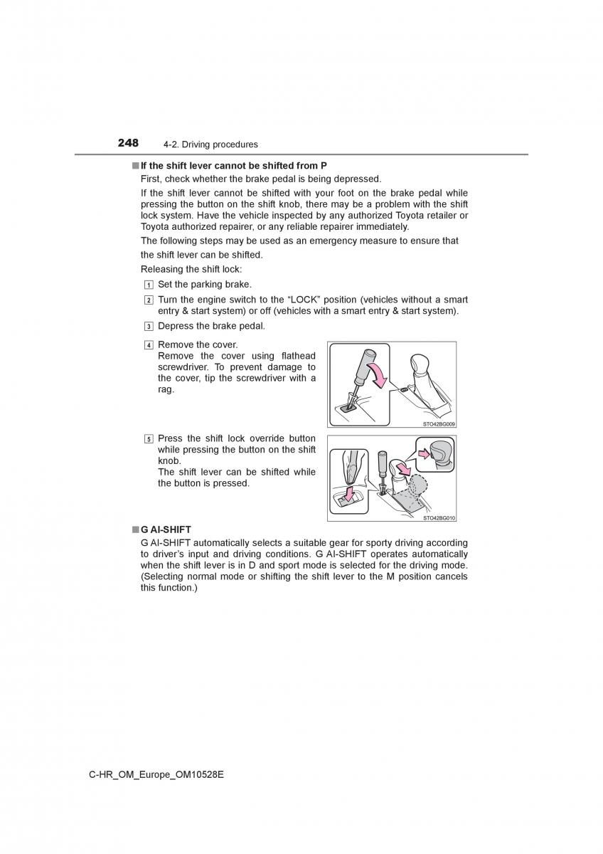 Toyota C HR owners manual / page 248