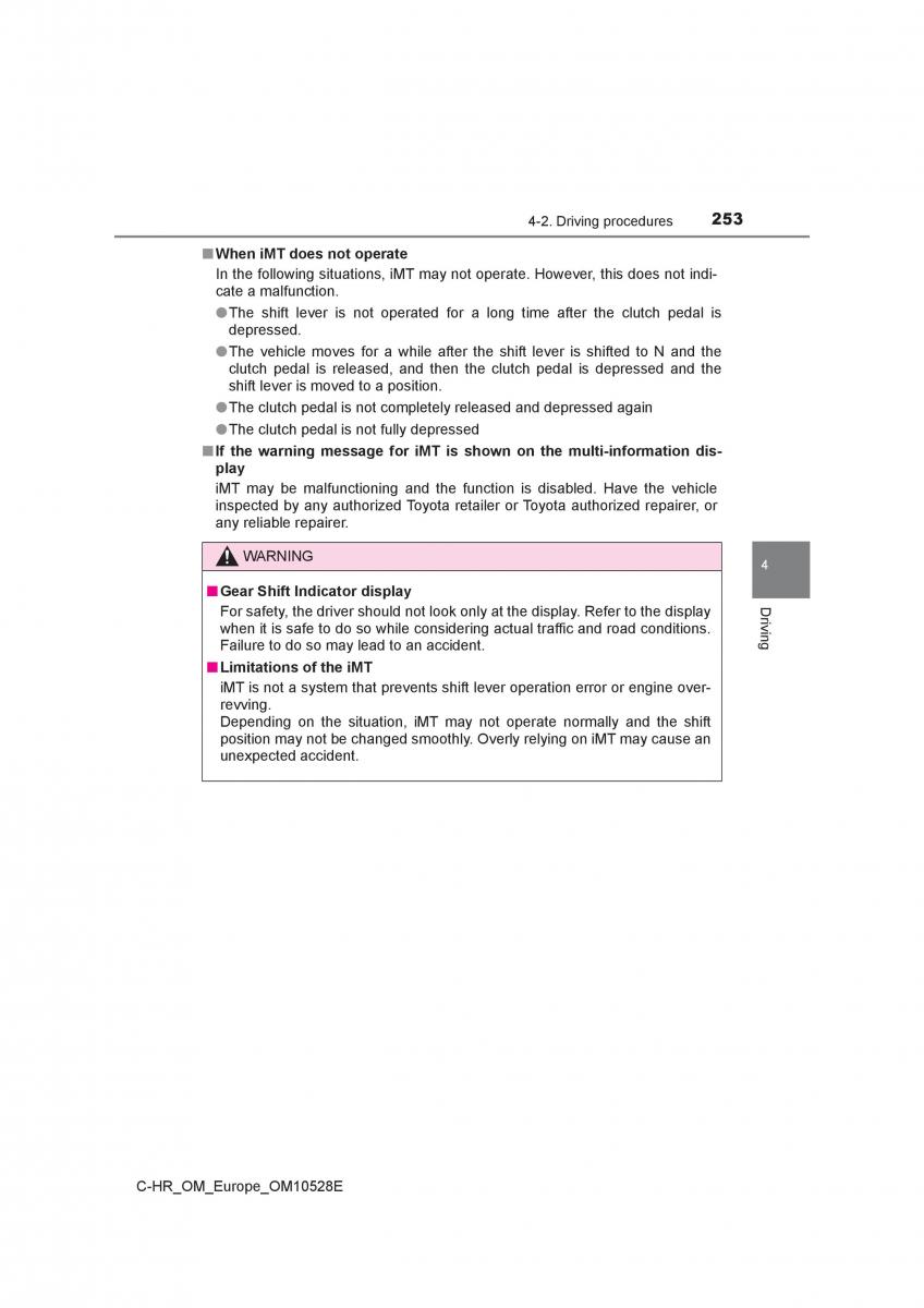 Toyota C HR owners manual / page 253