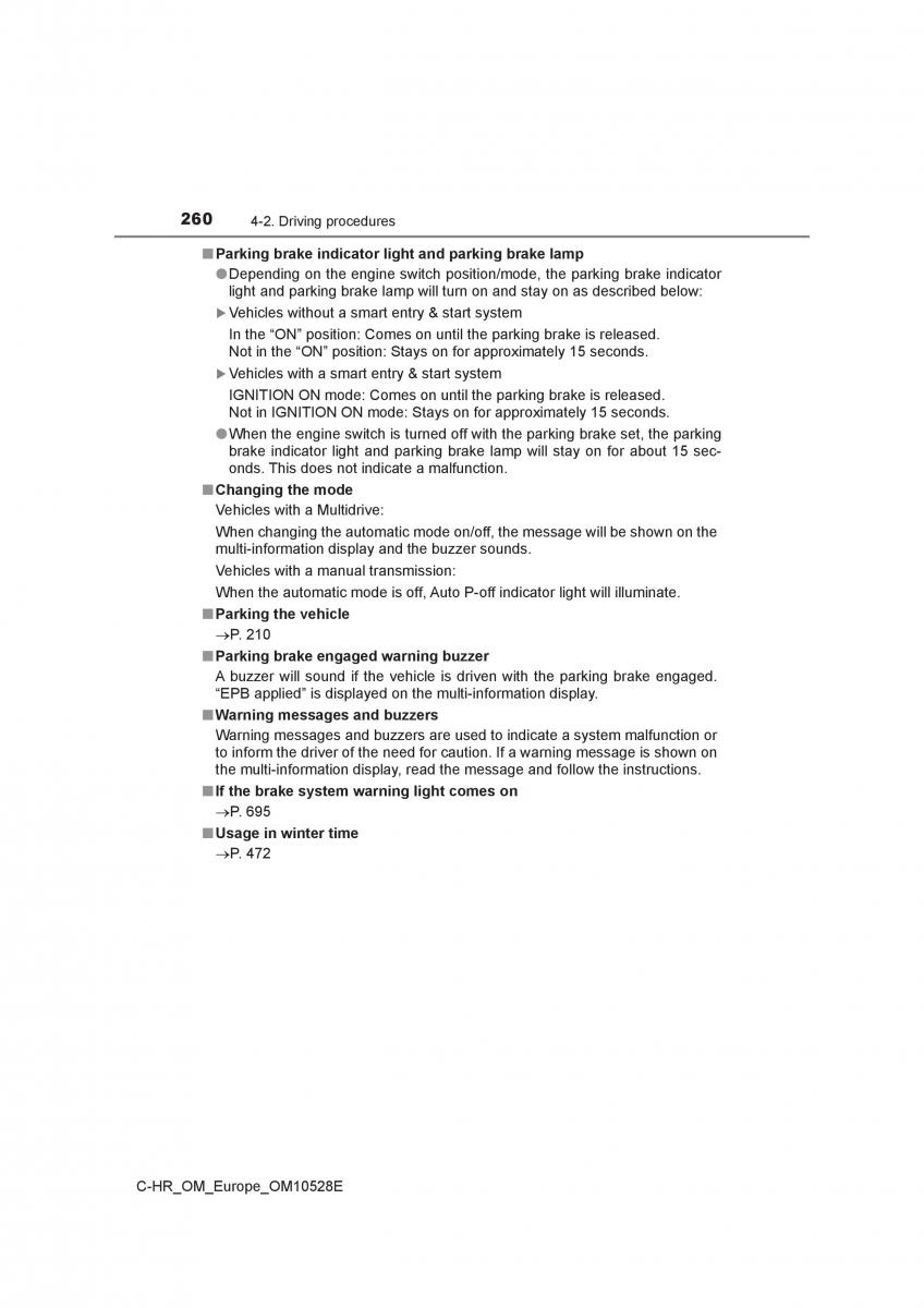 Toyota C HR owners manual / page 260