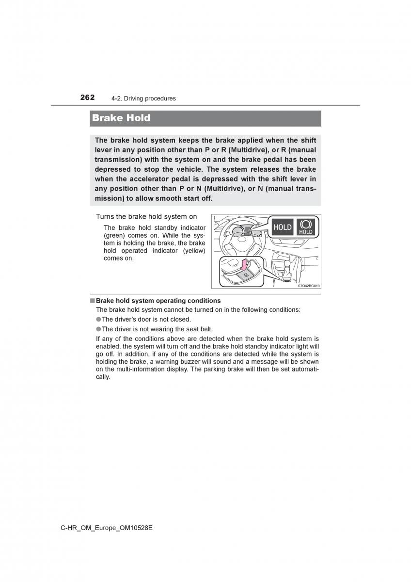 Toyota C HR owners manual / page 262