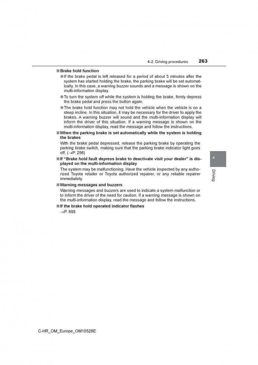 Toyota C HR owners manual / page 263