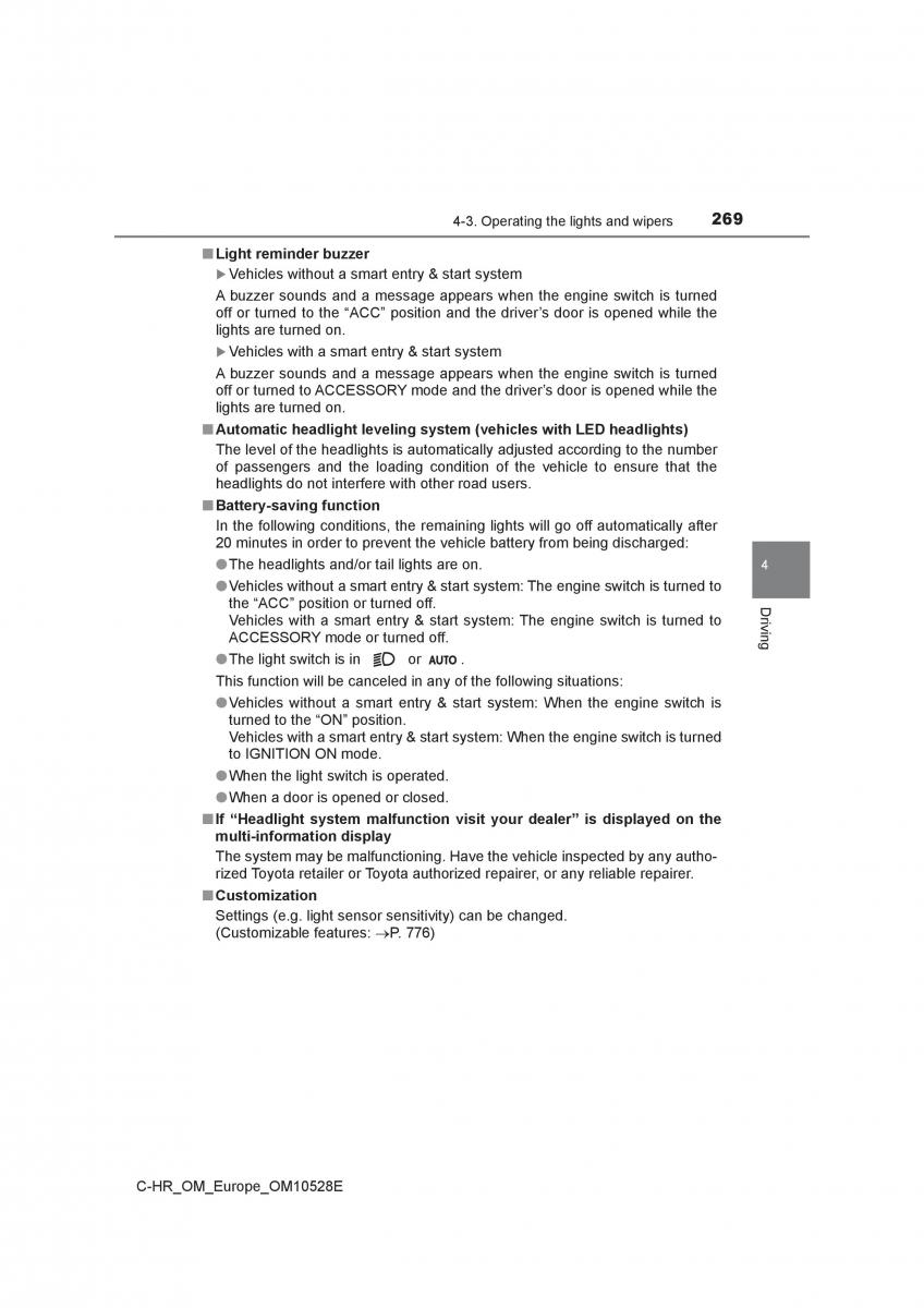 Toyota C HR owners manual / page 269