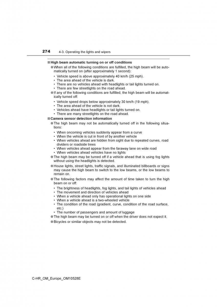 Toyota C HR owners manual / page 274