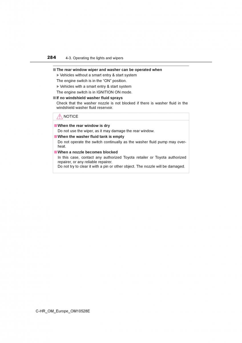 Toyota C HR owners manual / page 284