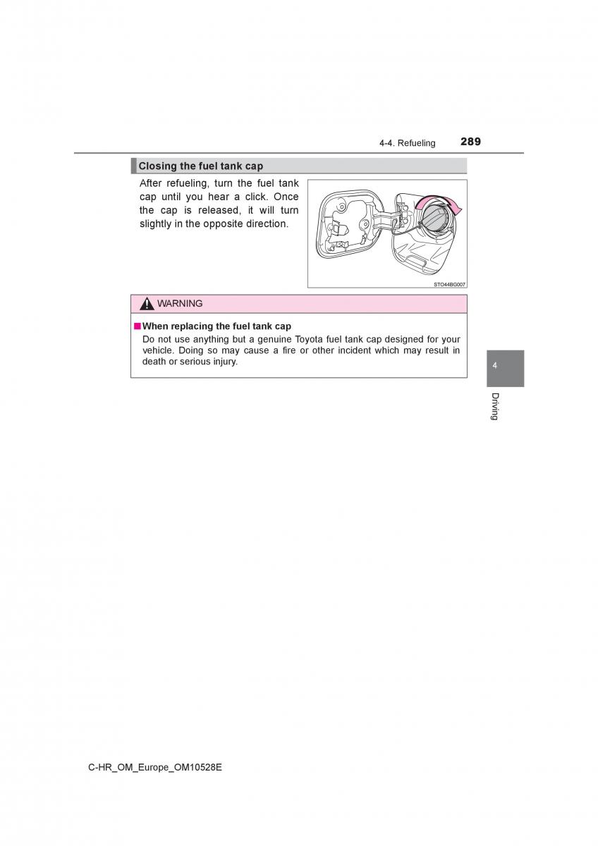 Toyota C HR owners manual / page 289