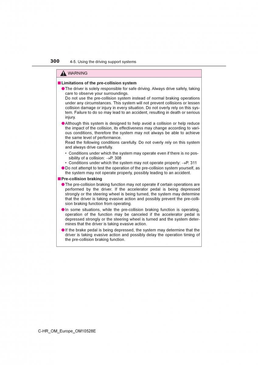 Toyota C HR owners manual / page 300