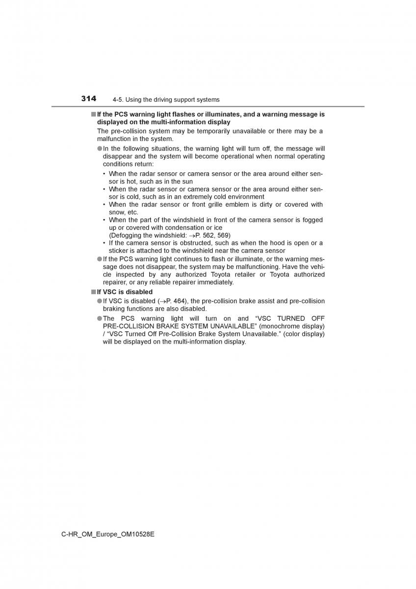 Toyota C HR owners manual / page 314