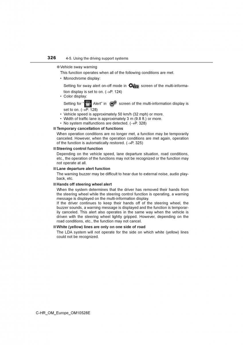 Toyota C HR owners manual / page 326