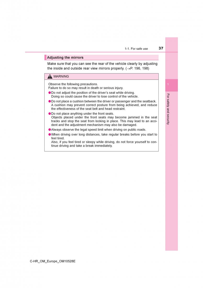 Toyota C HR owners manual / page 37