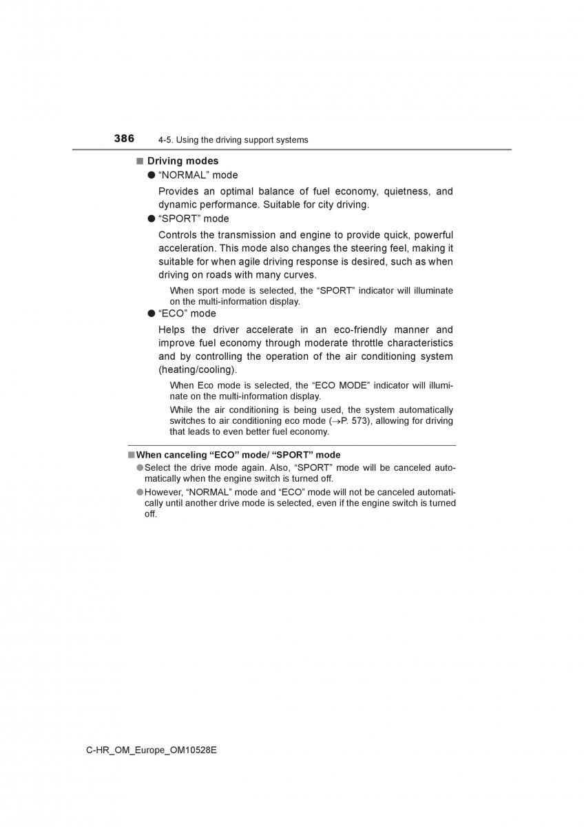 Toyota C HR owners manual / page 386