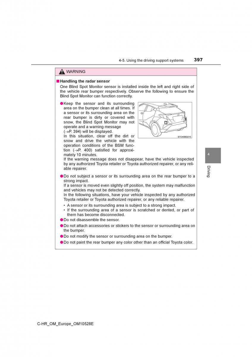 Toyota C HR owners manual / page 397