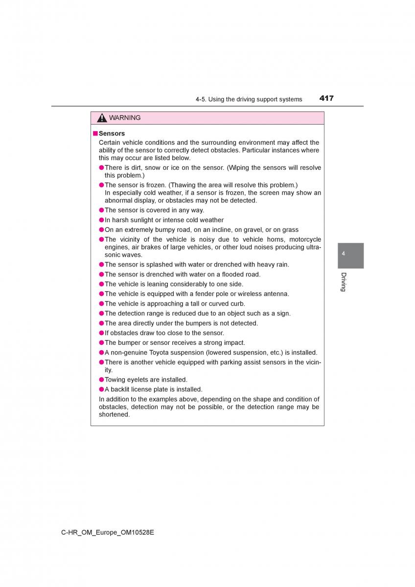 Toyota C HR owners manual / page 417