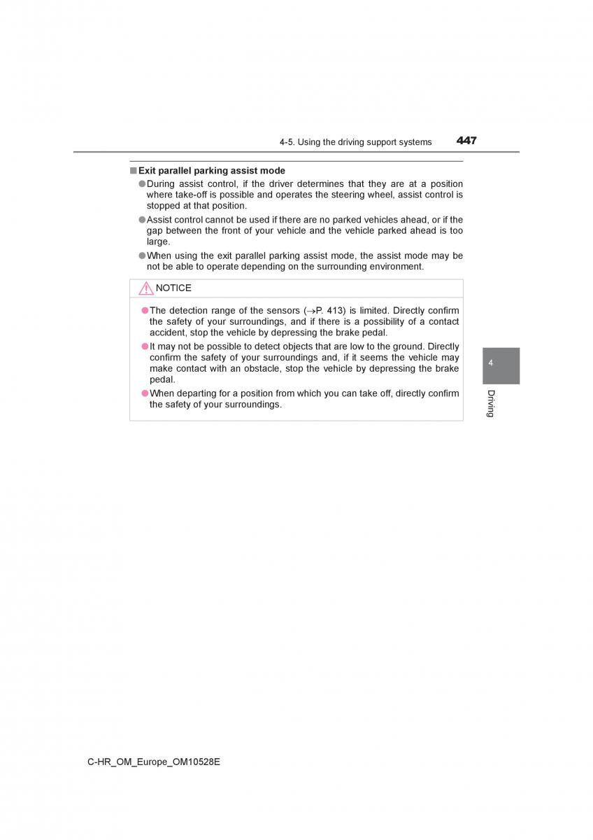 Toyota C HR owners manual / page 447