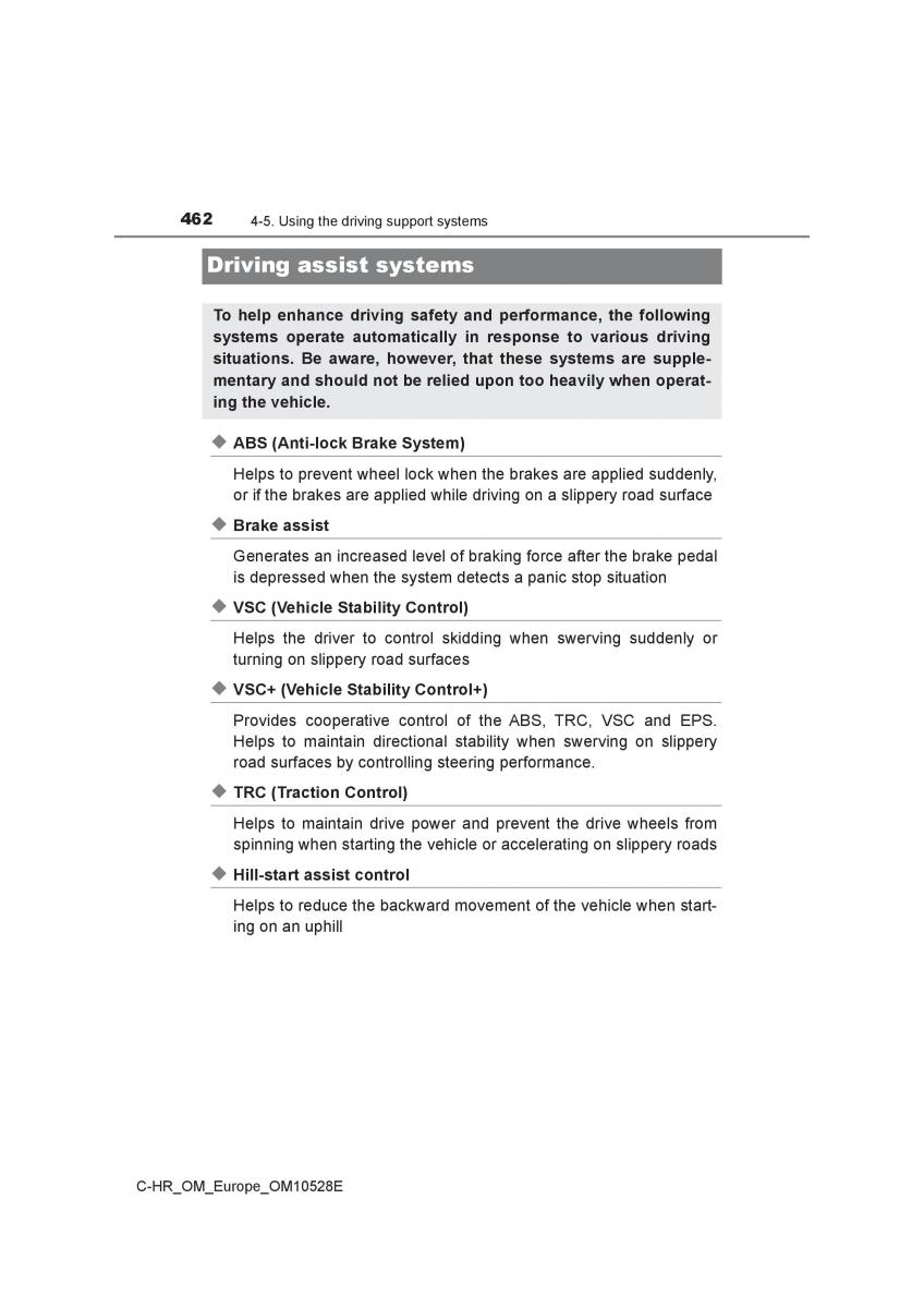 Toyota C HR owners manual / page 462