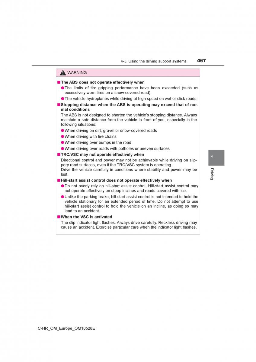 Toyota C HR owners manual / page 467