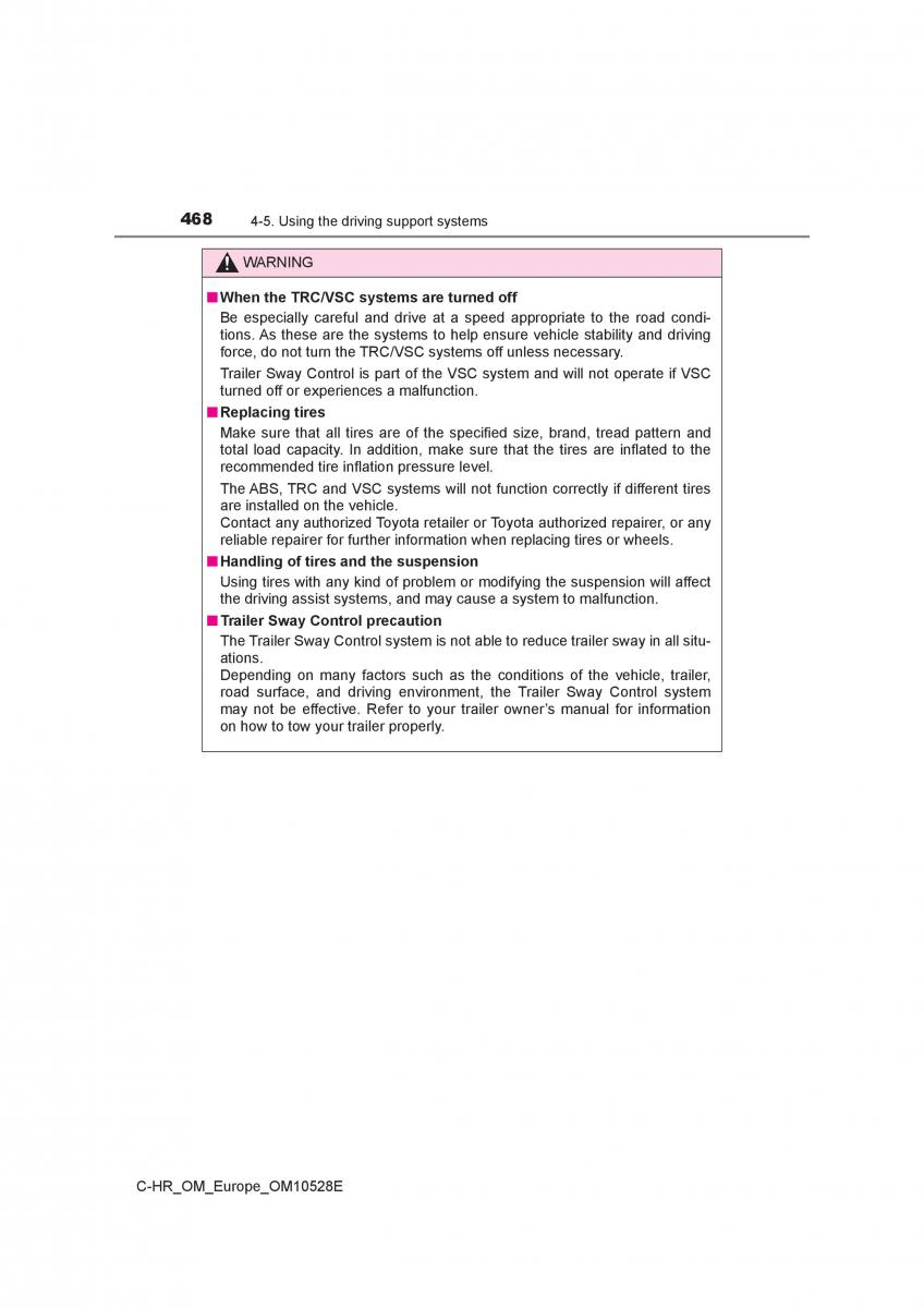 Toyota C HR owners manual / page 468