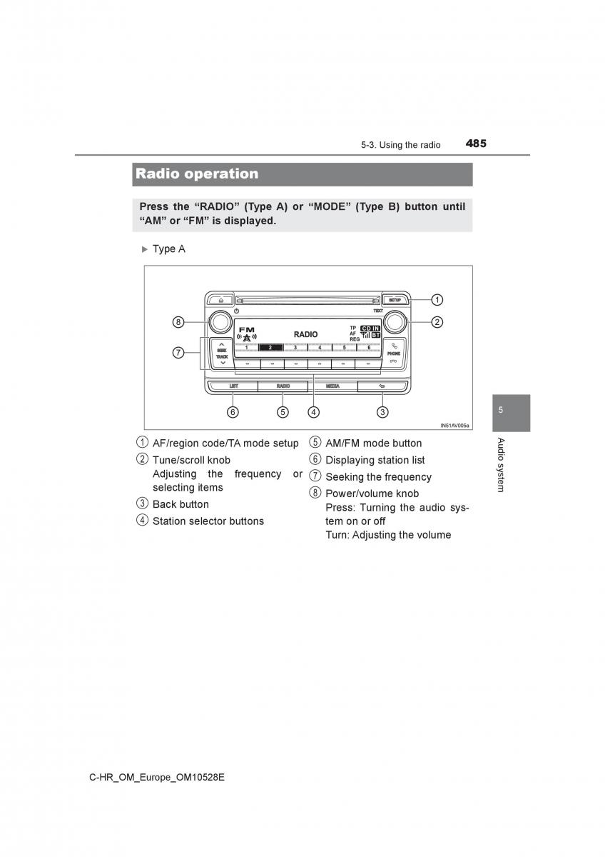 Toyota C HR owners manual / page 485