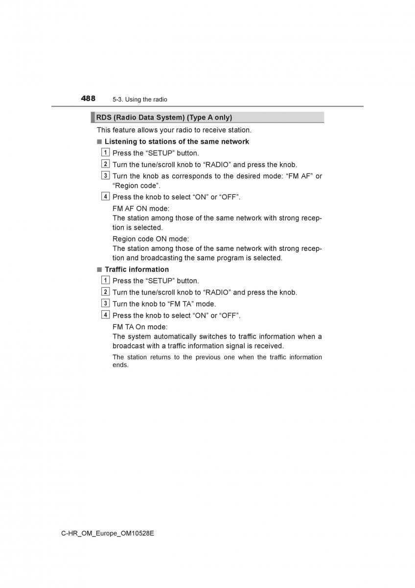 Toyota C HR owners manual / page 488