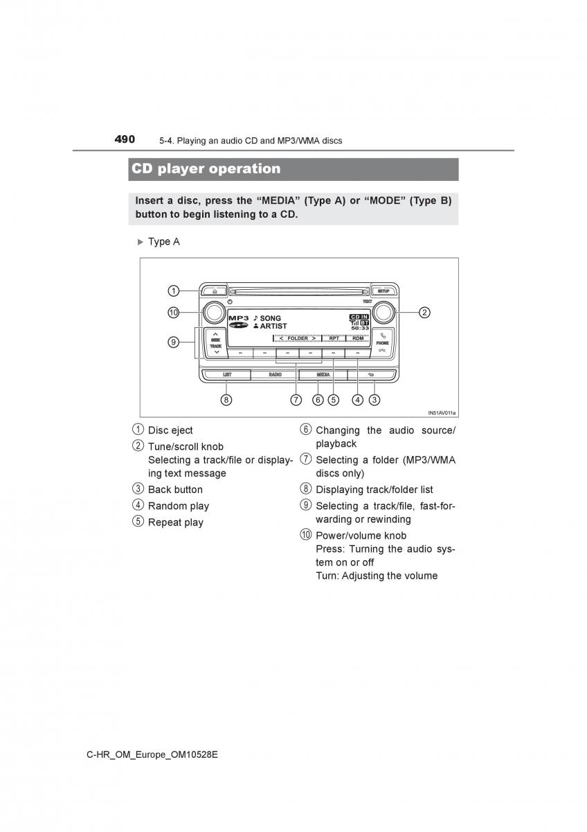 Toyota C HR owners manual / page 490