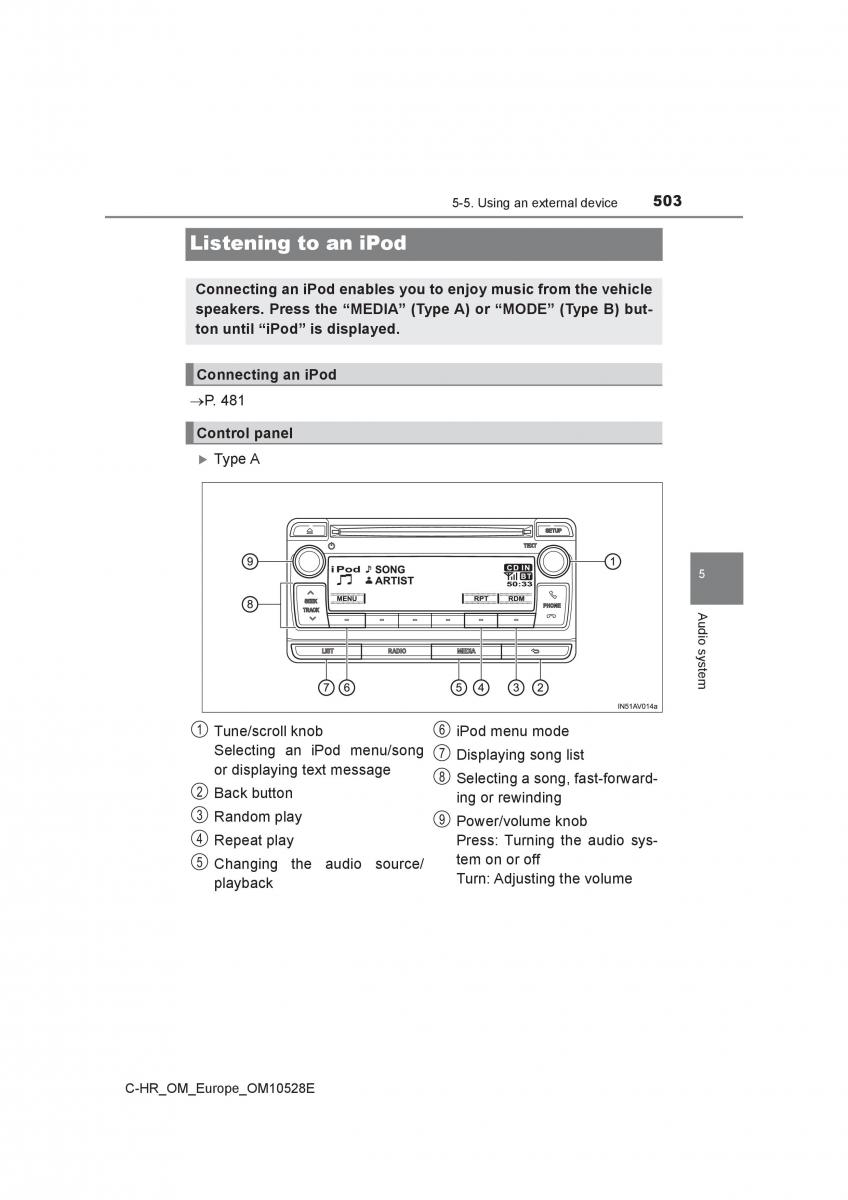 Toyota C HR owners manual / page 503