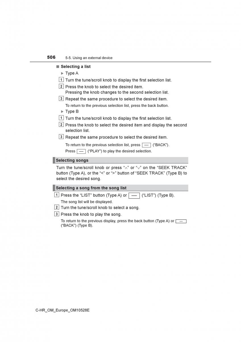 Toyota C HR owners manual / page 506