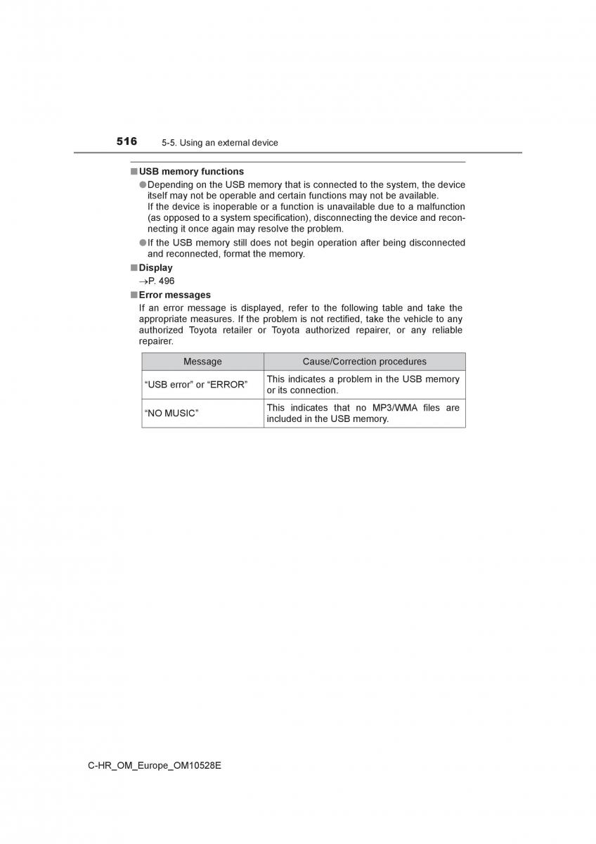 Toyota C HR owners manual / page 516