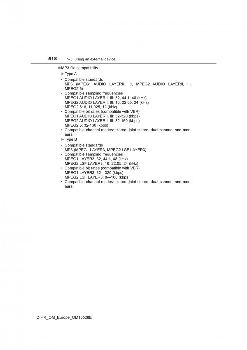 Toyota C HR owners manual / page 518