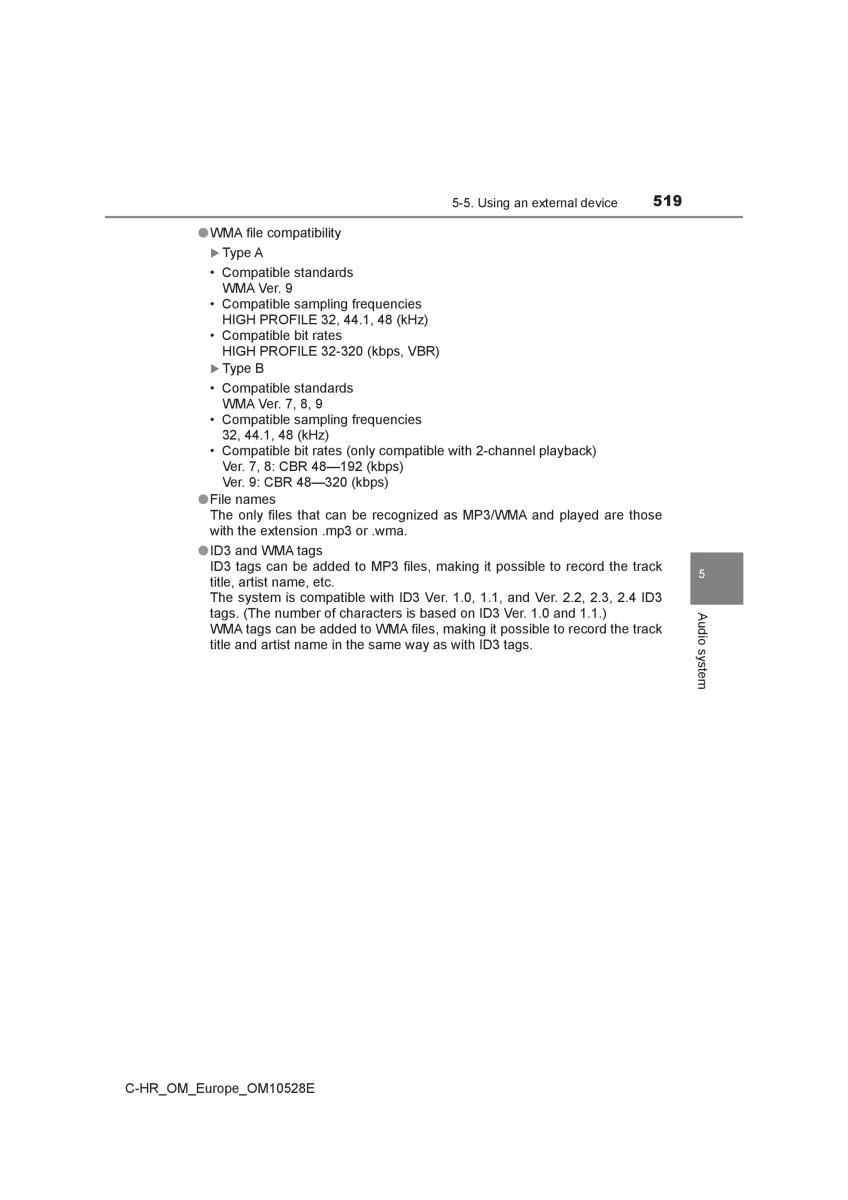 Toyota C HR owners manual / page 519