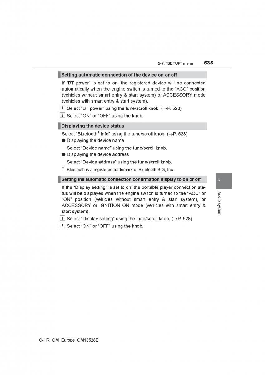 Toyota C HR owners manual / page 535