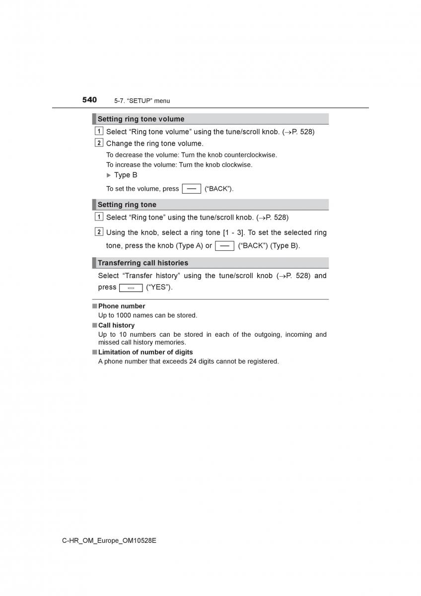 Toyota C HR owners manual / page 540