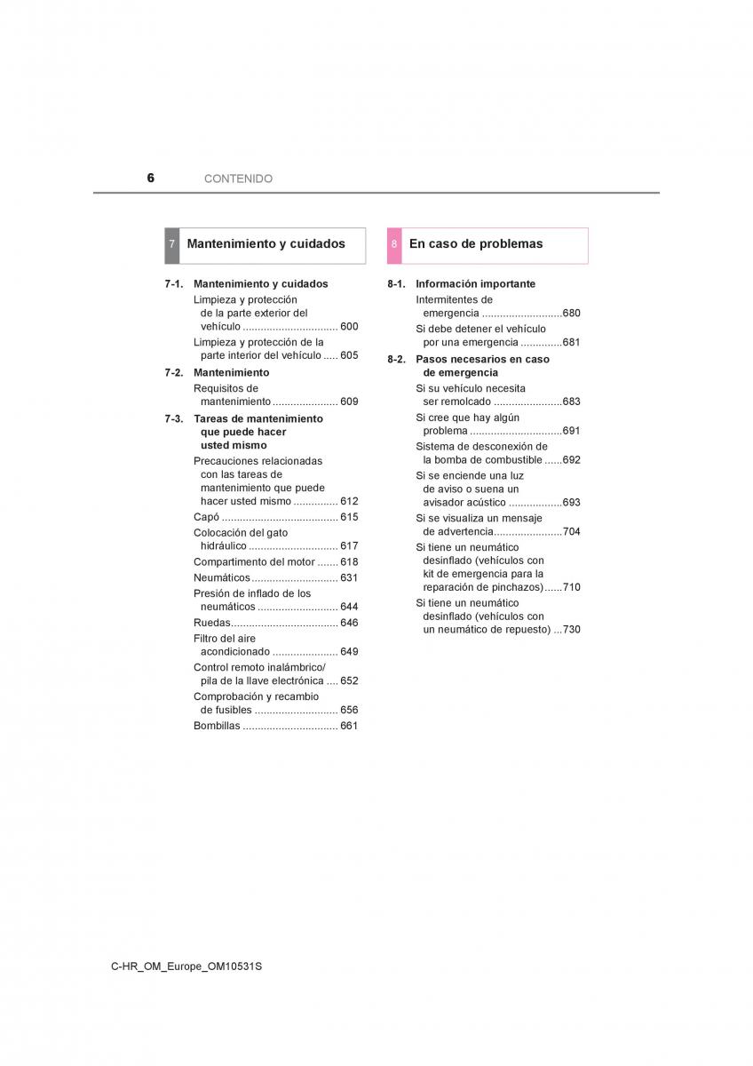 Toyota C HR manual del propietario / page 6