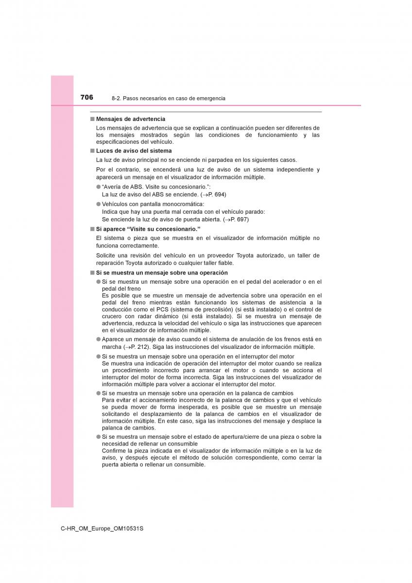 Toyota C HR manual del propietario / page 706