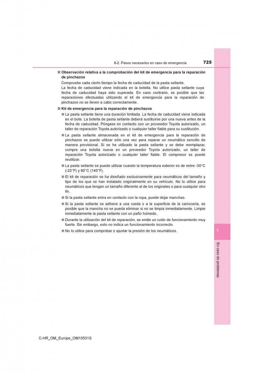 Toyota C HR manual del propietario / page 725