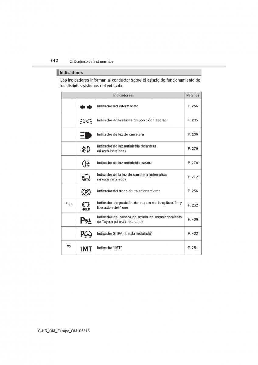 Toyota C HR manual del propietario / page 112