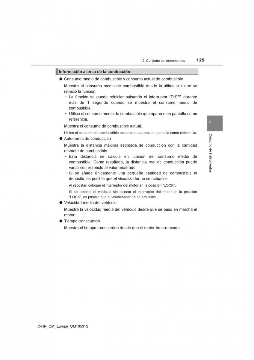 Toyota C HR manual del propietario / page 125