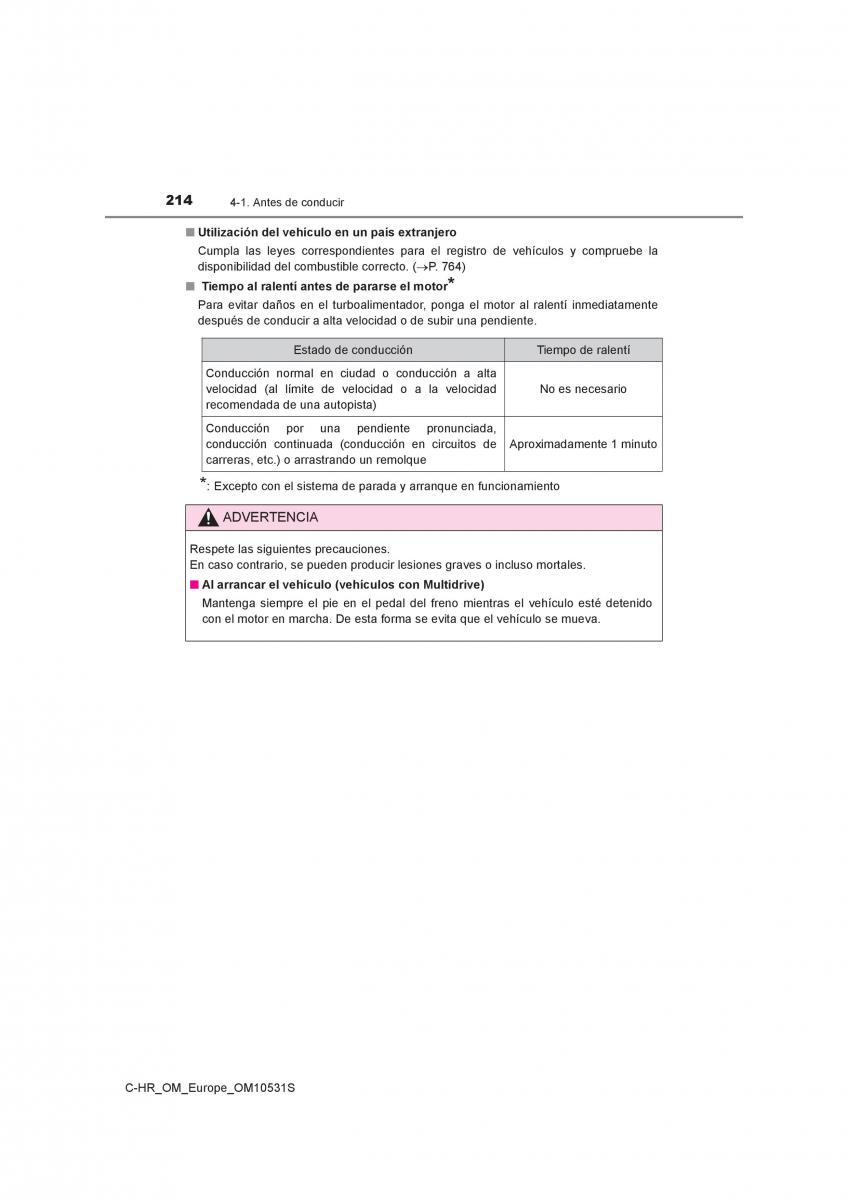 Toyota C HR manual del propietario / page 214